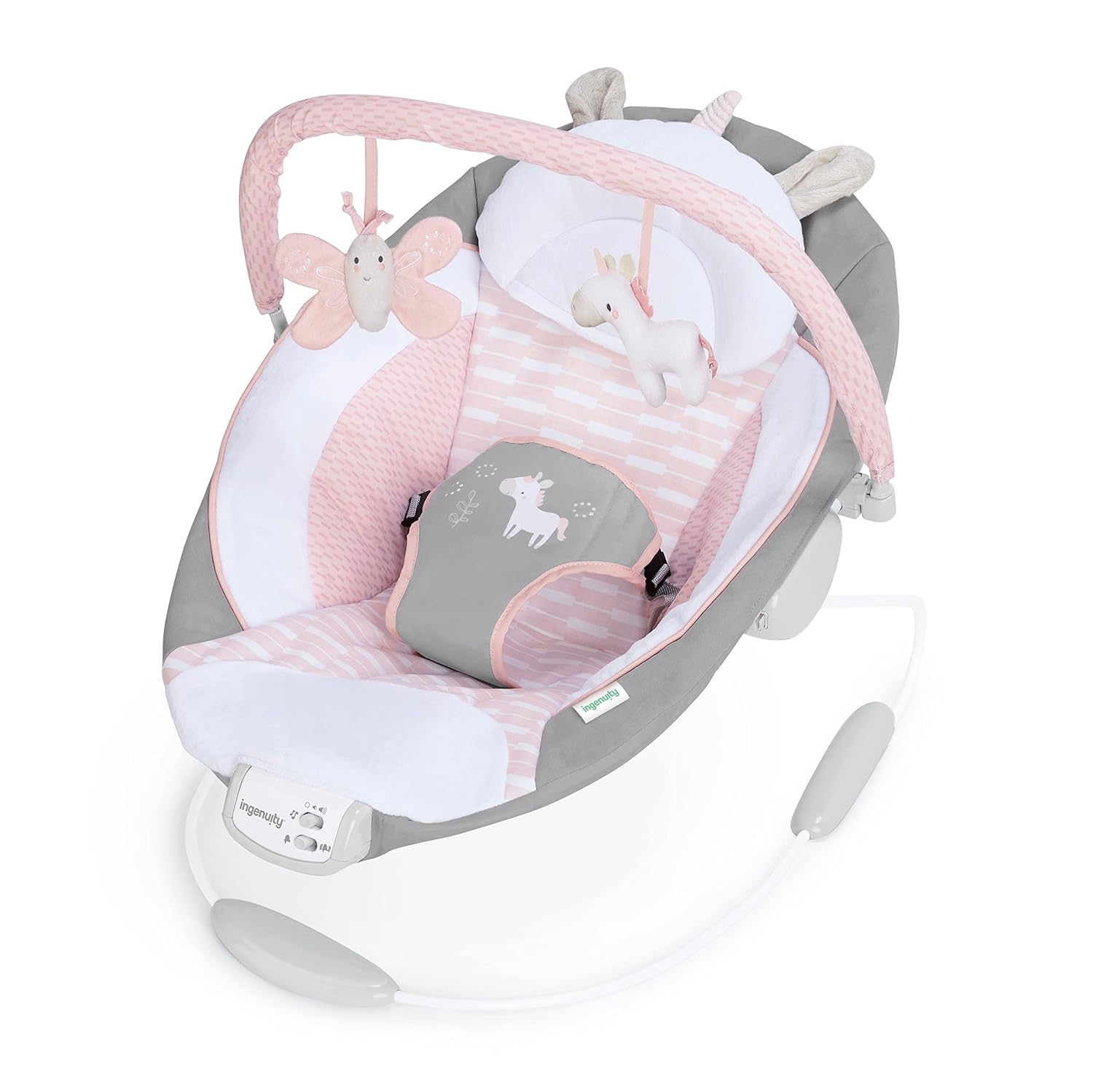 Ingenuity Soothing Baby Bouncer Infant Seat with Vibrations, -Toy Bar & Sounds, 0-6 Months Up to 20 lbs
